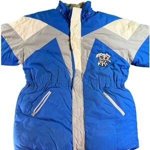 Vintage Kentucky Wildcats Duck Down Puffer Jacket Mens Blue Grey Colorblock 90s